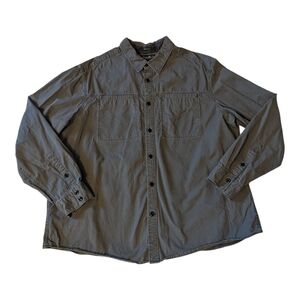 Rare Eddie Bauer Cotton Relaxed Fit Khaki Green LS Button Up Shirt Men's XXL